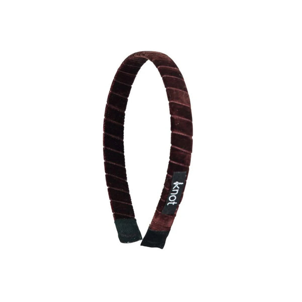 Knot Velvet Ribbon Headband in Cocoa