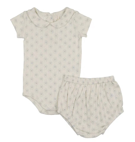 Lilette Geo Floral 2PC Set in Cream/Blue