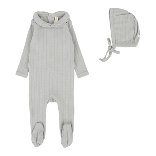 Lilette Fine Pointelle Collar Footie Set in Light Blue Peter Pan