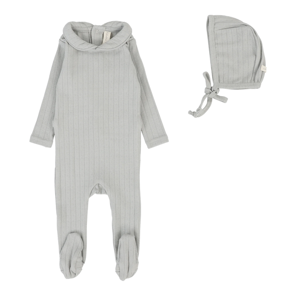 Lilette Fine Pointelle Collar Footie Set in Light Blue Peter Pan