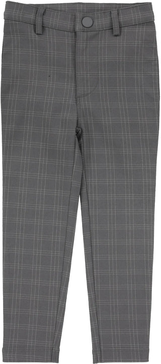 Analogie Plaid Pants in Mid Grey Windowpane
