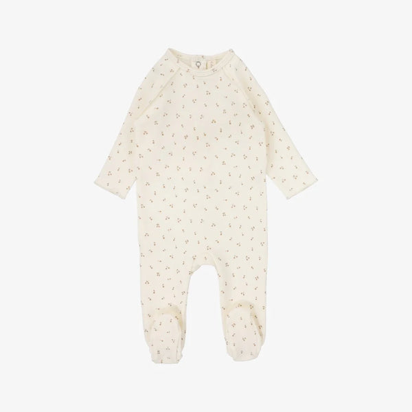 Lilette Cherry Print Footie in Dusty Pink