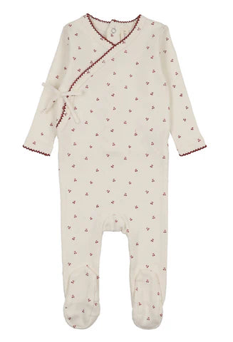 Lilette Cherry Scallop Footie in Cream/Pink
