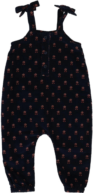 Analogie Navy Vintage Floral Corduroy Overalls
