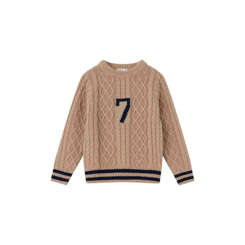 Coco Blanc Tan Cable Graphic Sweater