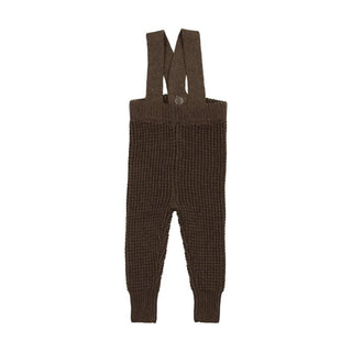 Analogie Heather Brown Waffle Knit Long Overalls