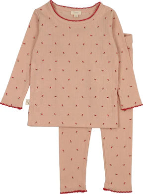 Lil Legs Dainty Print Lounge Set in Rose