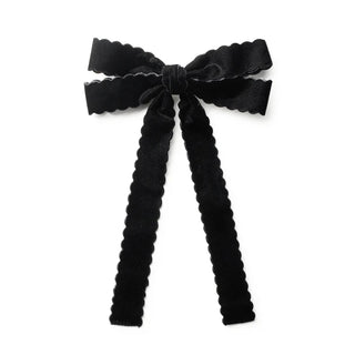 Halo Luxe Opaline Scalloped Velvet Long Tail Clip Black