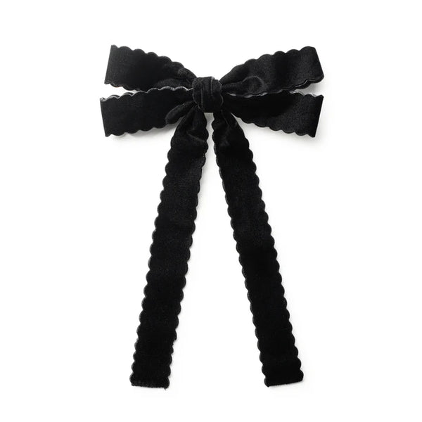 Halo Luxe Opaline Scalloped Velvet Long Tail Clip Black