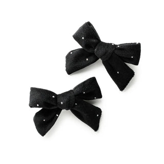 Halo Luxe Vivienne Studded Velveteen Double Clip Black