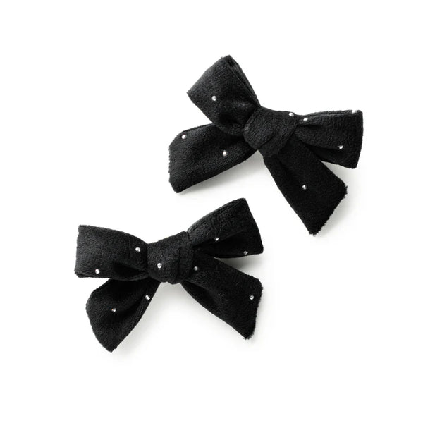 Halo Luxe Vivienne Studded Velveteen Double Clip Black