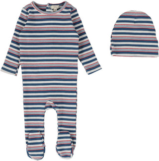 Lil Legs Rib Footie With Beanie in Multistripe