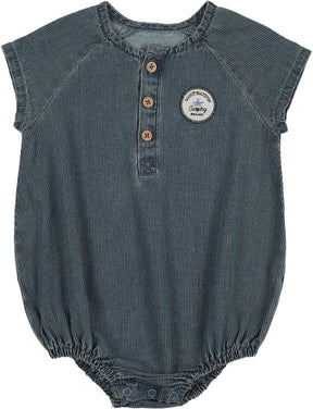 Lil Legs Dainty Denim Boys Romper in Blue