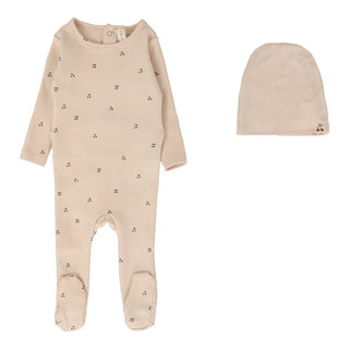 Lilette Scattered Cherry Footie Set Shell Pink