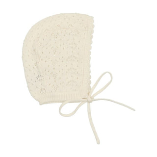 Lilette Cream Heart Open Knit Bonnet