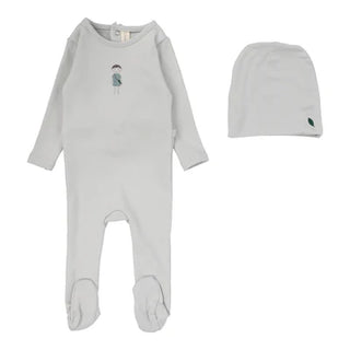 Lilette Doll Footie Set In Seafoam