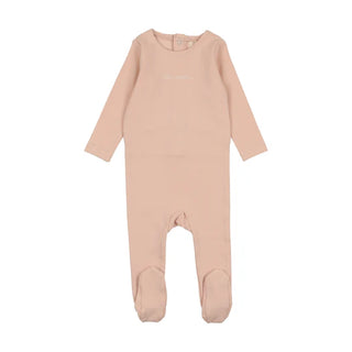 Lilette Cotton Word Footie in Shell Pink