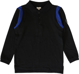 Lil Legs Striped Accent Polo in Black