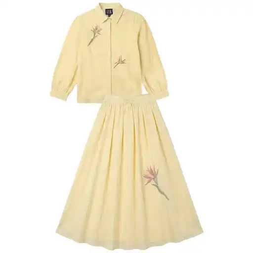 GEM Yellow Embellished Printed Detail 2PC