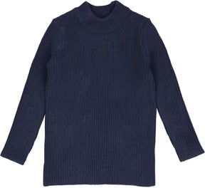 Lil Legs Knit LS Mockneck Tee in Navy