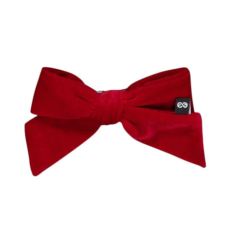 Knot FERN Velvet Bow Clip Cardinal Red