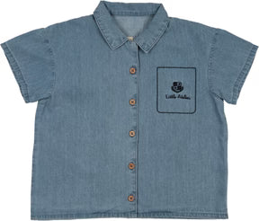 Lil Legs Denim City Shirt in Mid Blue Wash