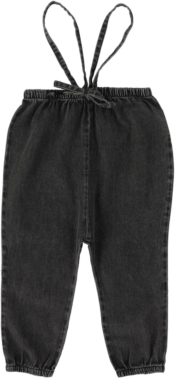 Analogie Bubble Suspender Pants in Black Wash