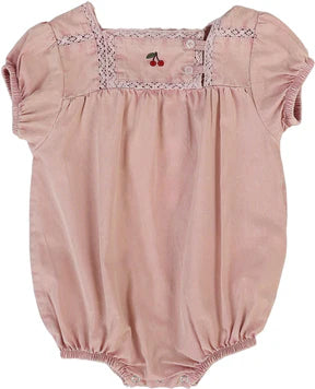 Analogie Denim Capsule Girls Romper in Pink Wash