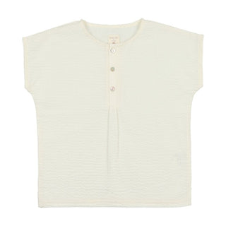 Analogie Ivory Pleated Button Shirt