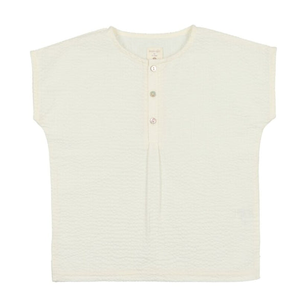 Analogie Ivory Pleated Button Shirt