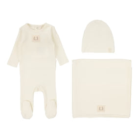 Lilette Pointelle Emblem Layette Set in Cream