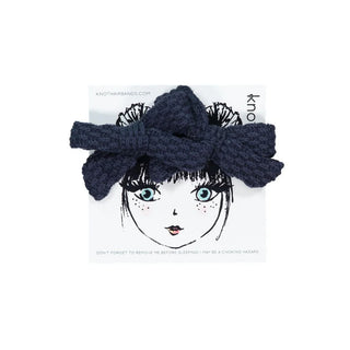 Knot Knitted Mini Bow Set in Navy