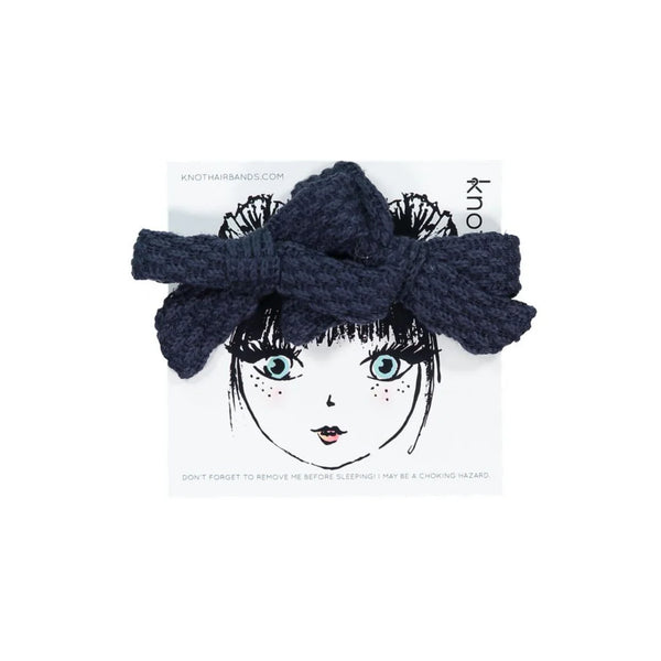 Knot Knitted Mini Bow Set in Navy