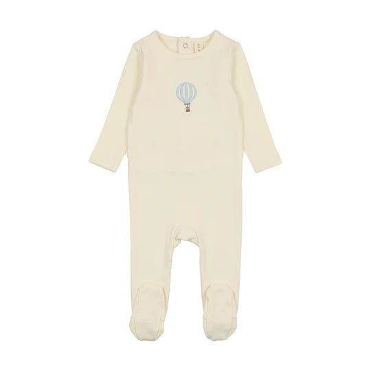 Lilette Single Hot Air Balloon Footie in Cream/Blue