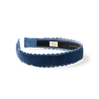 Halo Luxe Opaline Scalloped Velvet Headband in Navy