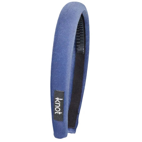 Knot FERN Velvet Headband in Blue Jay