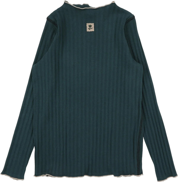Lil Legs Contrast Funnel Neck in Green