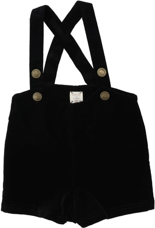 Analogie Velvet Suspender Shorts in Black