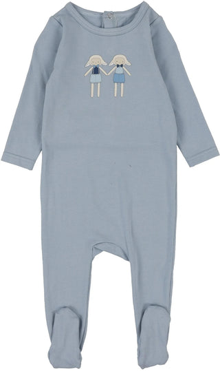 Lil Legs Lamb Footie in Dusty Blue