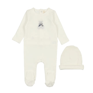 Lilette White Bear Embroidered Layette Set