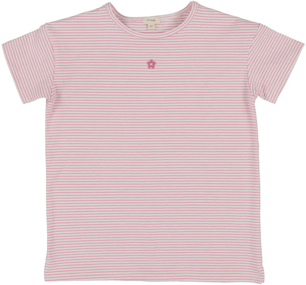 Lil Legs Striped Short Sleeve Tee In Neon Pink Stripe