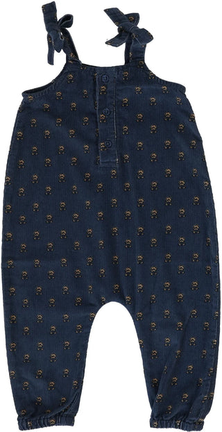 Analogie Off Blue Vintage Floral Corduroy Overalls