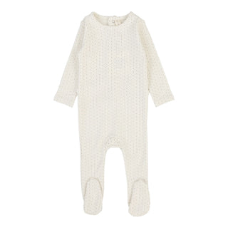 Lilette Dotted Footie in Cream/Blue