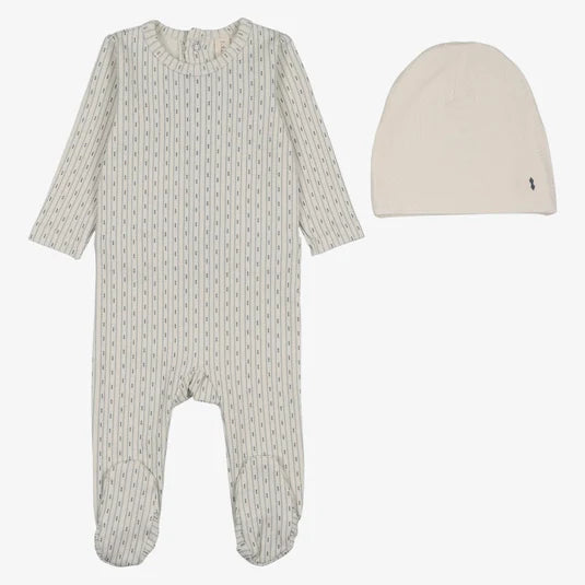 Lilette Gem Stripe Footie in Cream/Blue