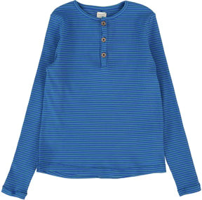 Lil Legs Basic Stripe Henley in Blue/Green