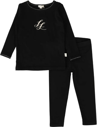 Lil Legs Emblem Lounge Set in Black