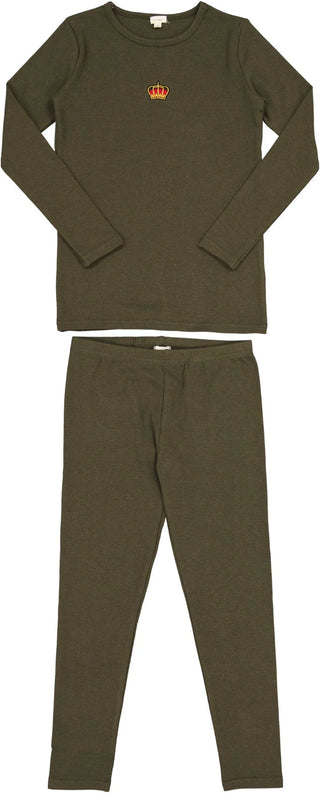 Lil Legs Olive Crown Lounge Set