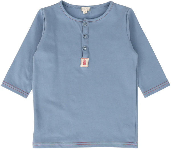 Lil Legs Girls Henley Tee 3/4 Sleeve in Blue