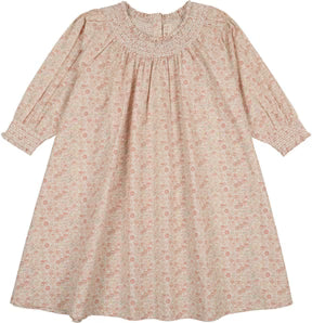 Lil Legs Sunny Blossoms 3/4 Slv Dress in Bud Pink