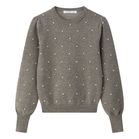 Coco Blanc Cream Crew Sweater with Dots